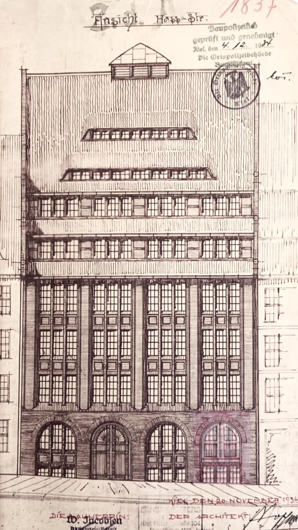 Architekturzeichnung Ansicht Haßstraße, 1911